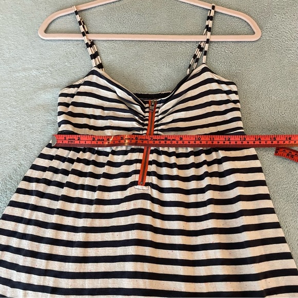 Roxy sage brush blue black SZ M stripe dress, hug low hem - Picture 5 of 9